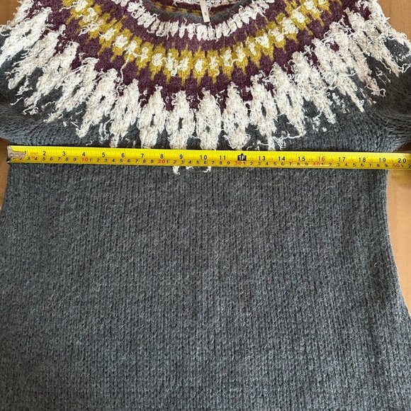 FREE PEOPLE Fairisle Knit Furry Sweater Wool Oversized Boho Streetwear 80s Y2K M - Picture 10 of 15